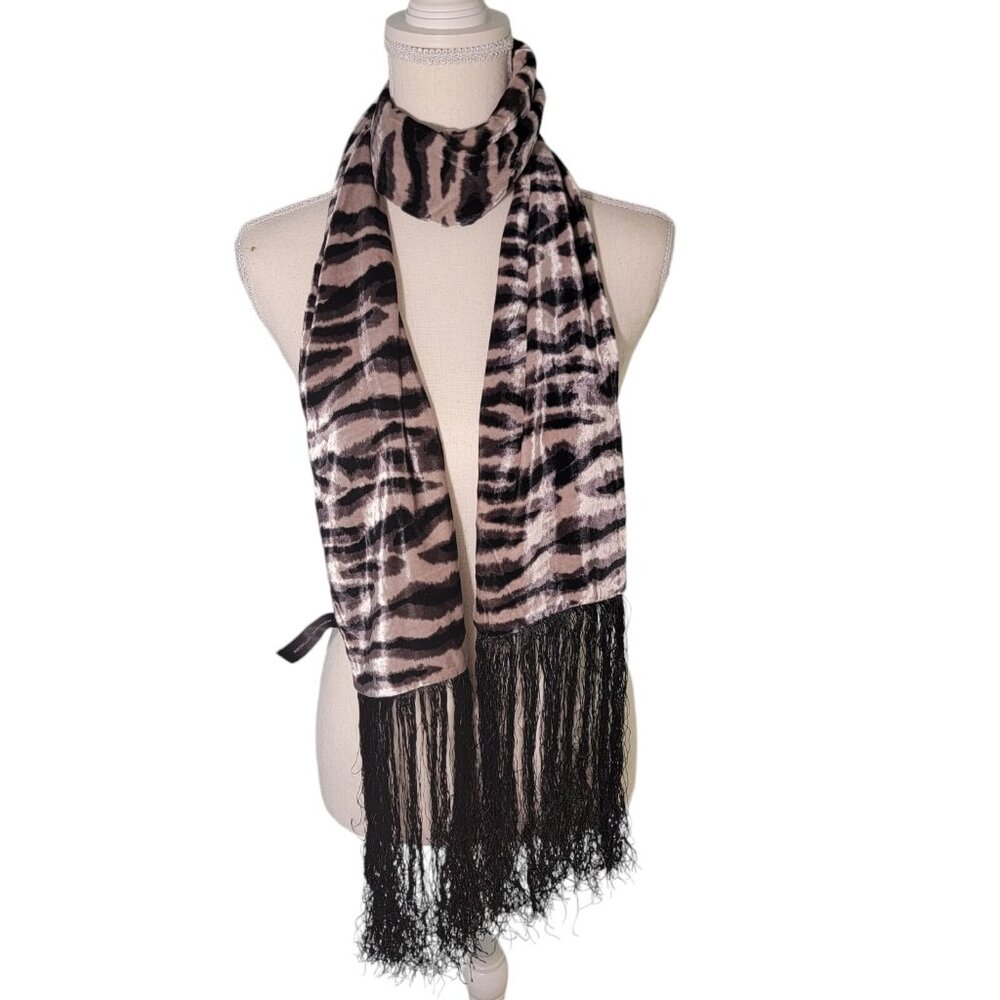 Adrienne Vittadini Scarf Animal Print Fringe Super Soft Polyester Rectangle